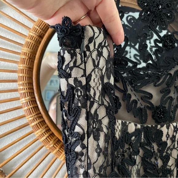 VTG Sue Wong lace drop waist dress black Sz 6 fairy goth great gatspy - Picture 8 of 10